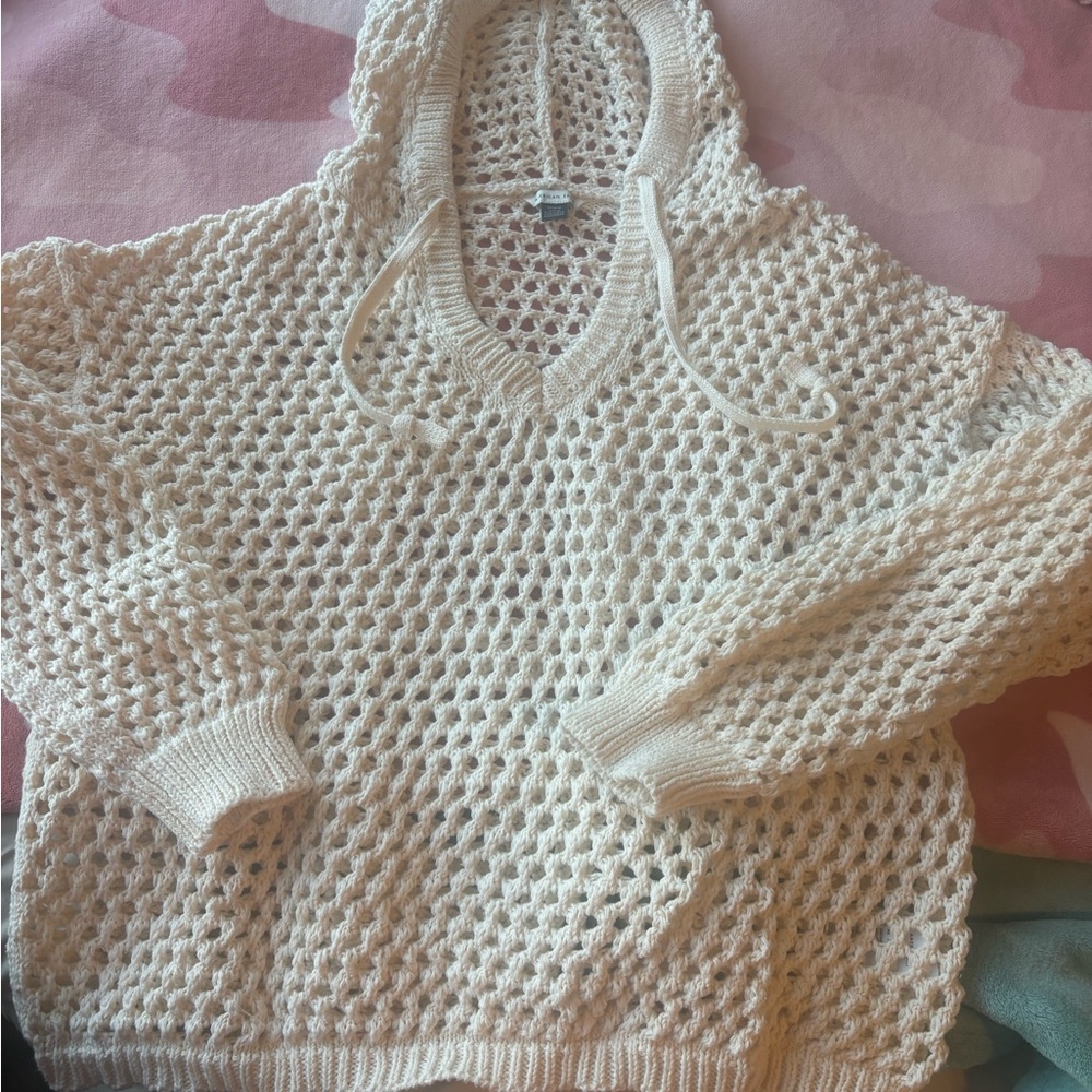 American Eagle Outfitters Cream hooded Sweater